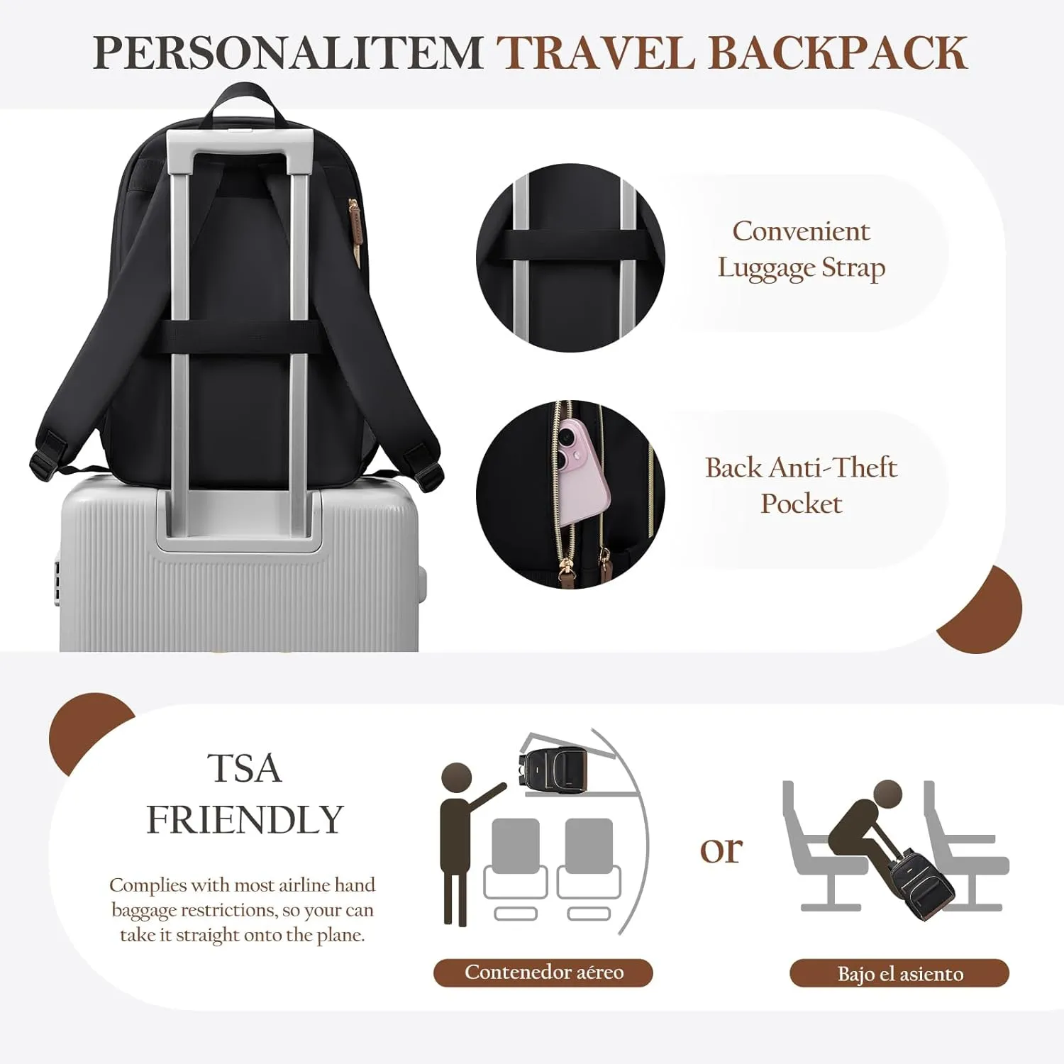TENSTAR Laptop Backpack for Women, Computer Backpack Fit 16 Inch Notebook, Large Capacity Backpack Women Casual Daypack for Travel, Black
