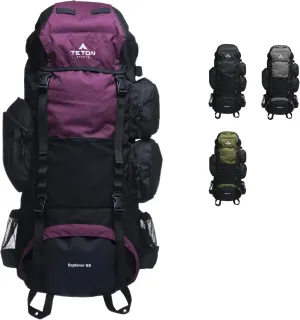 TETON 65L Explorer Internal Frame Backpack for Hiking, Camping, Backpacking, Rain Cover Included