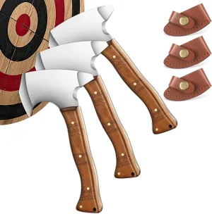 Throwing Axe Set Small Hatchet - Backyard Ax Throwing Game 3 Pack Viking Tomahawk Axes Professional Balanced Design with Sheath