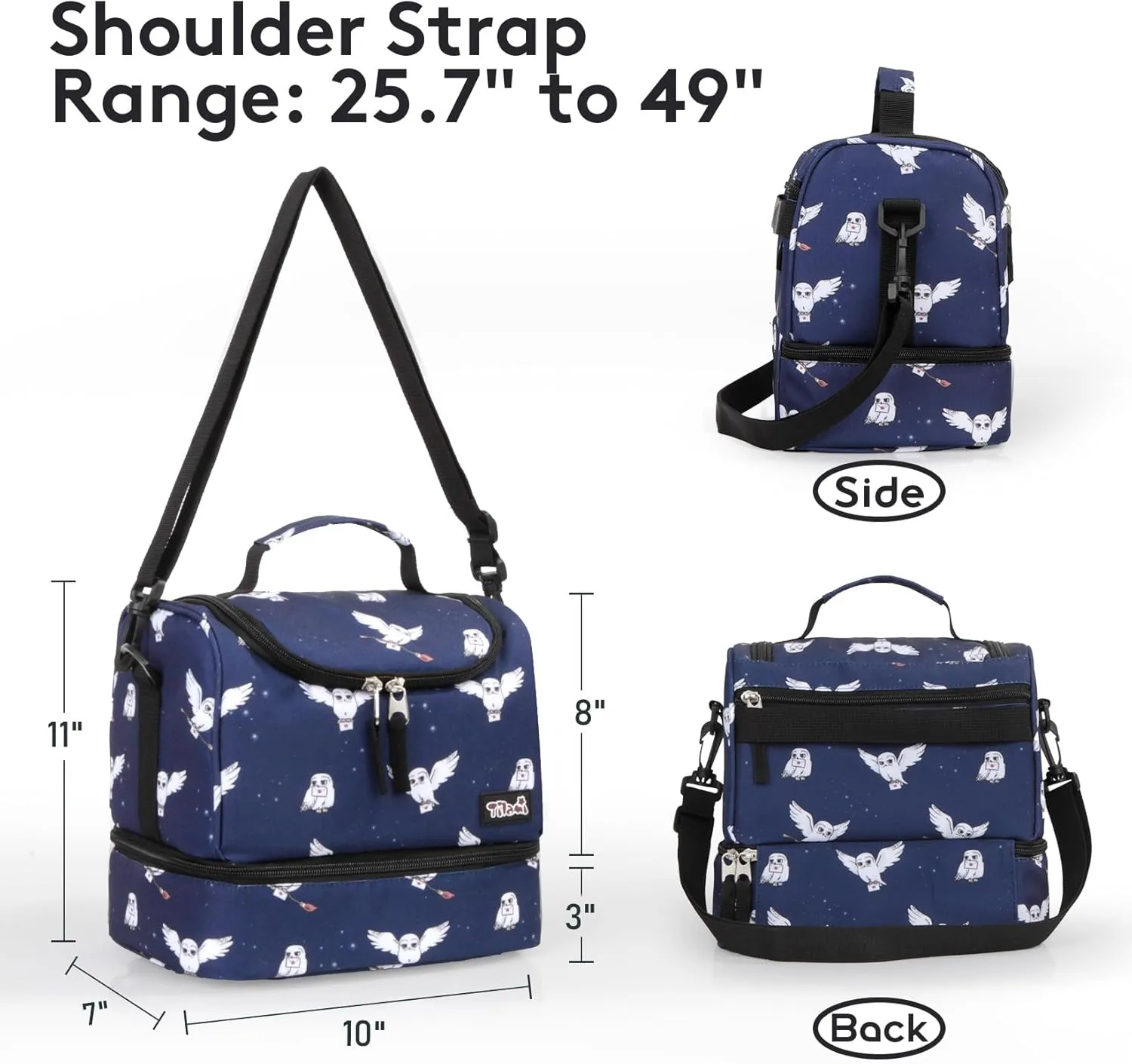 Tilami Rolling Backpack for Kids 18 Inch Double Handle Wheeled Bookbag for Boys & Girls for School & Travel,Owls Blue