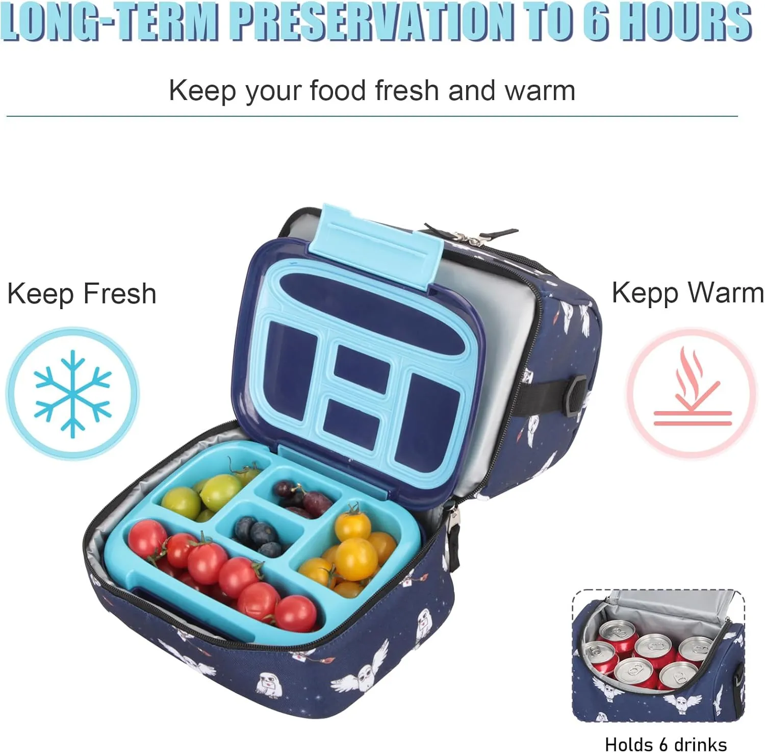 Tilami Rolling Backpack for Kids 18 Inch Double Handle Wheeled Bookbag for Boys & Girls for School & Travel,Owls Blue