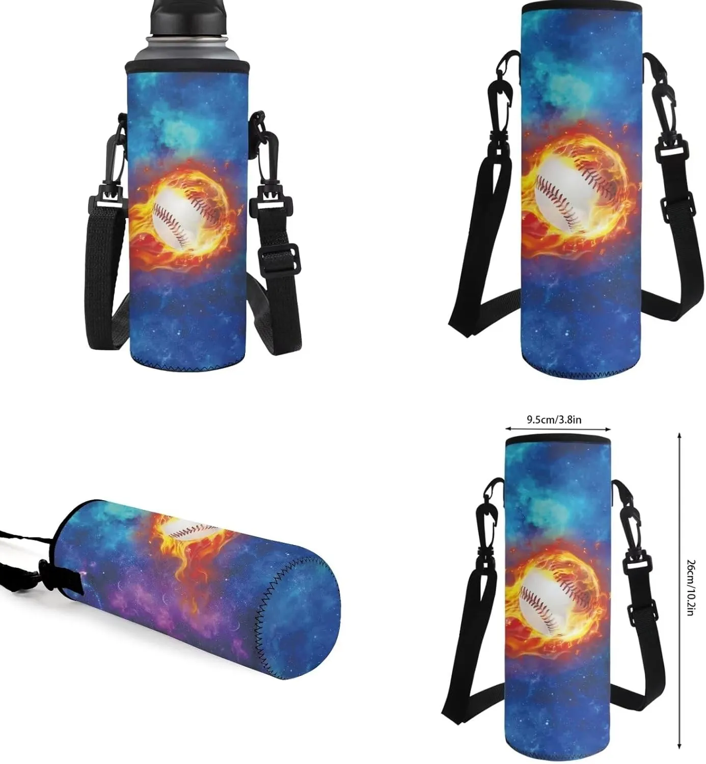 TOADDITDO Boys Backpacks Ages 8-10 Baseball School Bag Set with Lunchbox Pencil Case Water Bottle Cover Water Fire Print Large Capacity Book Bags Student Hiking Camping Backpacks Casual Daypack