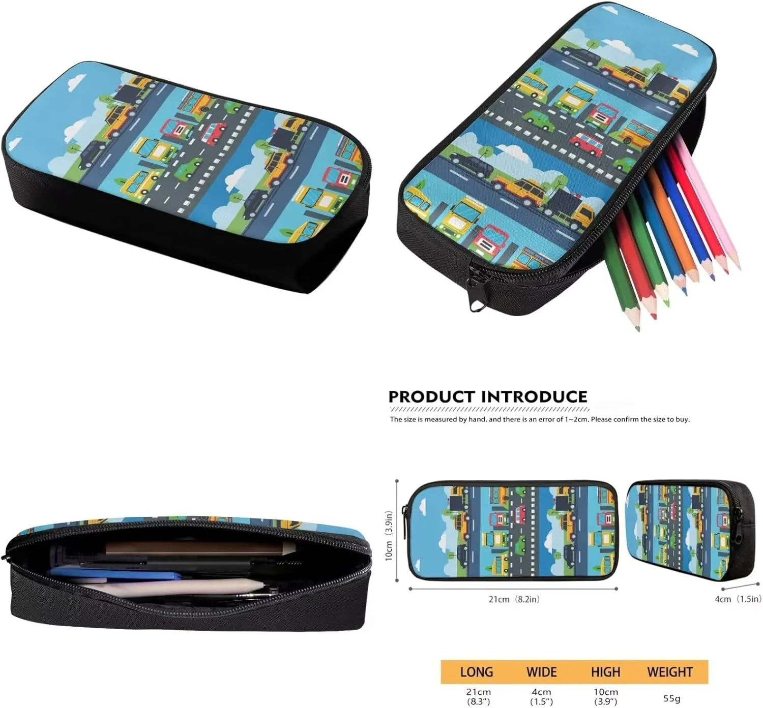 TOADDITDO Kids Backpack Boys Toddler Cars Kindergarten 3 Piece Book Bag Set with Lunch Box Pencil Case 4-6 Kids Large Schoolbags Preschool Daypack Lightweight Travel Duffel Bags Rucksack Backpacks