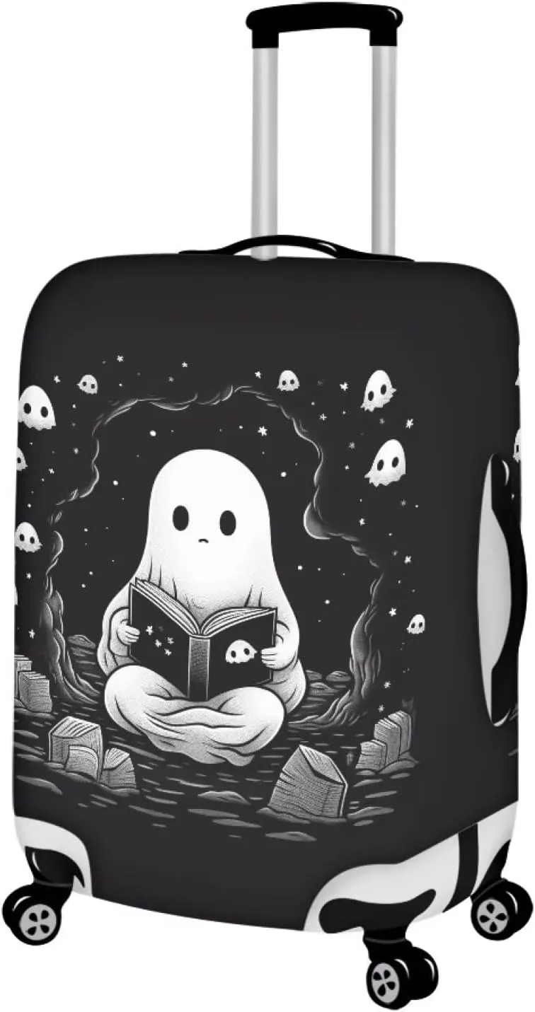 TODIYADDU Black Cute Ghost Elastic Luggage Protective Covers for 25-28 inch Trolley Suitcase Protect Dust Bag Case Child Cartoon Travel Accessories Anti-Scratch Luggage Outerwear Halloween Gifts, L
