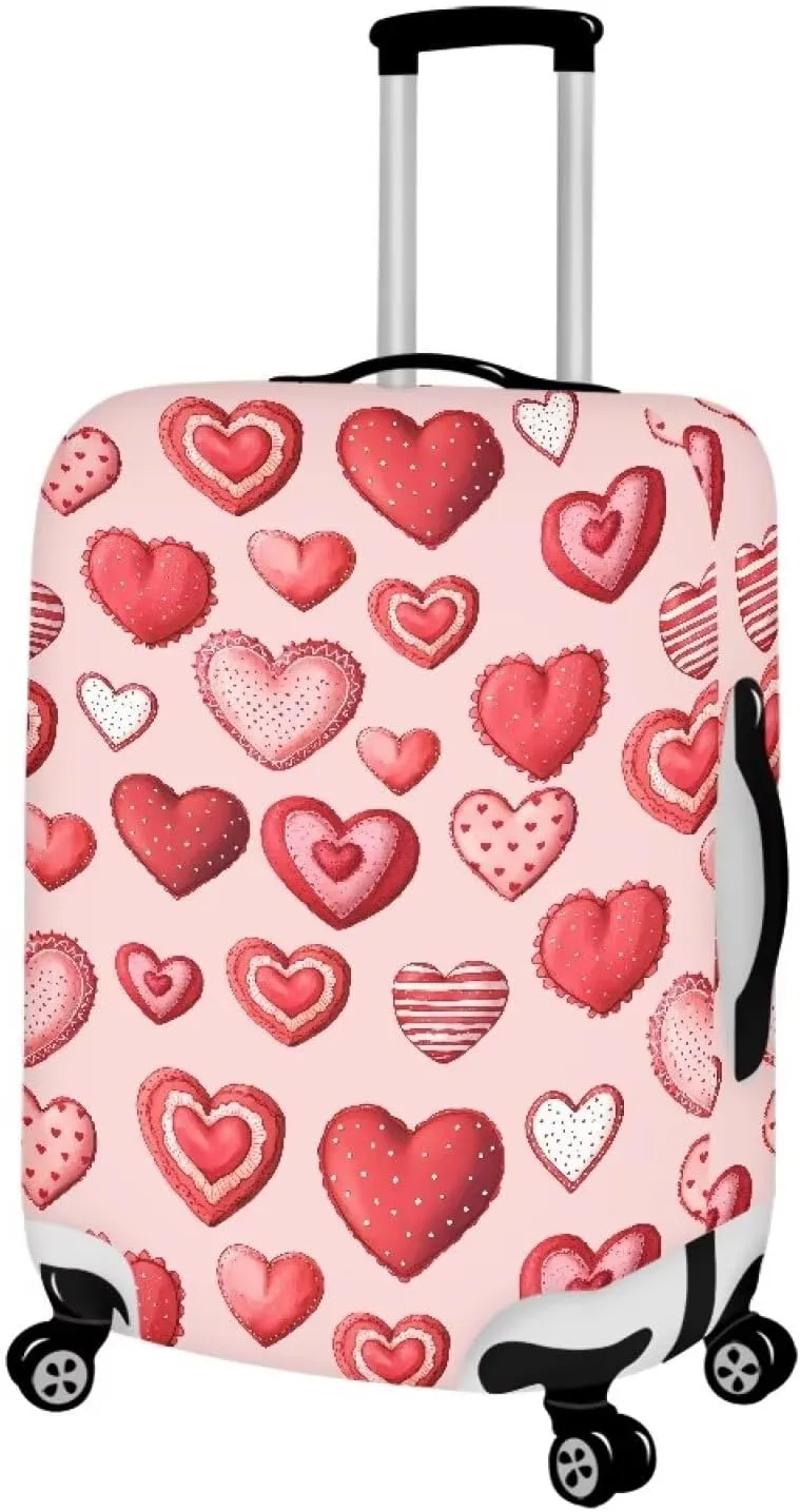 TODIYADDU Candy Heart Suitcase Cover Customized Design Your Name And Number Washable Resilient Travel Luggage Protector Suitable for Women Men Holiday Trips, L