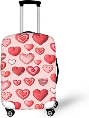 TODIYADDU Candy Heart Suitcase Cover Customized Design Your Name And Number Washable Resilient Travel Luggage Protector Suitable for Women Men Holiday Trips, L
