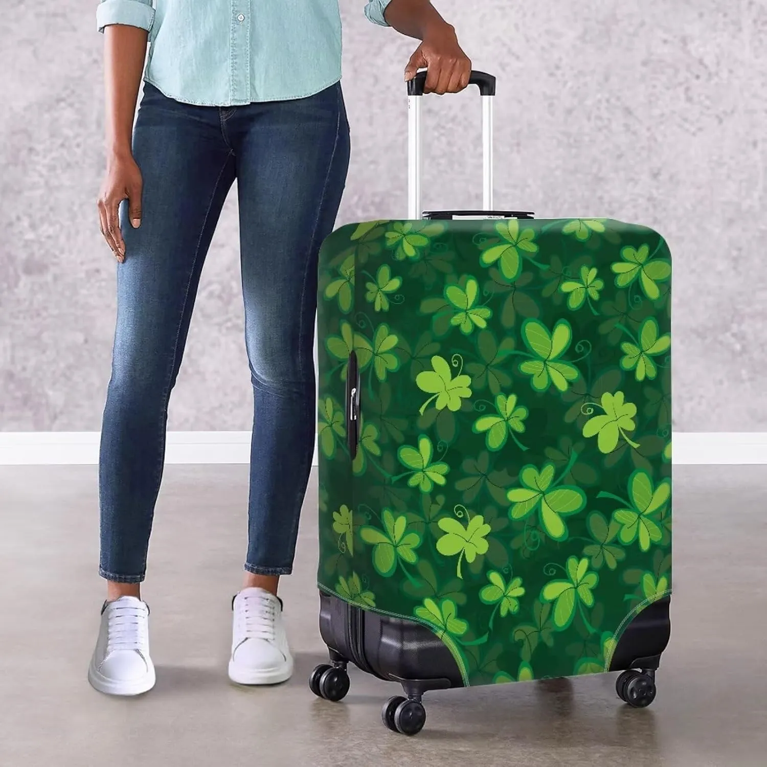 TODIYADDU Clean Shamrock Suitcase Covers 18 inch Custom Luggage Cover for Women Men Washable Suitcase Protector Luggage Suitcase Protective Cover Accessories St. Patrick's Day, M