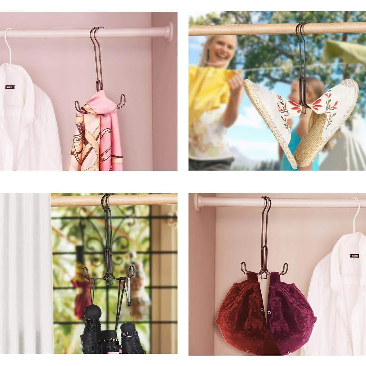 TomCare Metal Purse Organizer Stackable Purse Hanger Handbag Organizer Sturdy Bag Organizer Purse Holder Rack Hanging Closet Organizer for Purses, Handbags, Backpacks, Bags, Totes, 6 Pack, Bronze