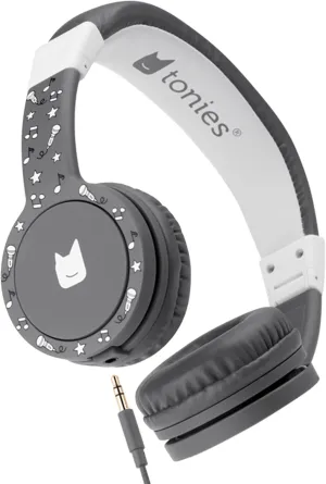 Tonies Foldable Wired Headphones for Kids - Comfortably Designed to fit On-Ear - Works with Toniebox and All 3.5mm Devices - Gray