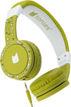 Tonies Foldable Wired Headphones for Kids - Comfortably Designed to fit On-Ear - Works with Toniebox and All 3.5mm Devices - Green