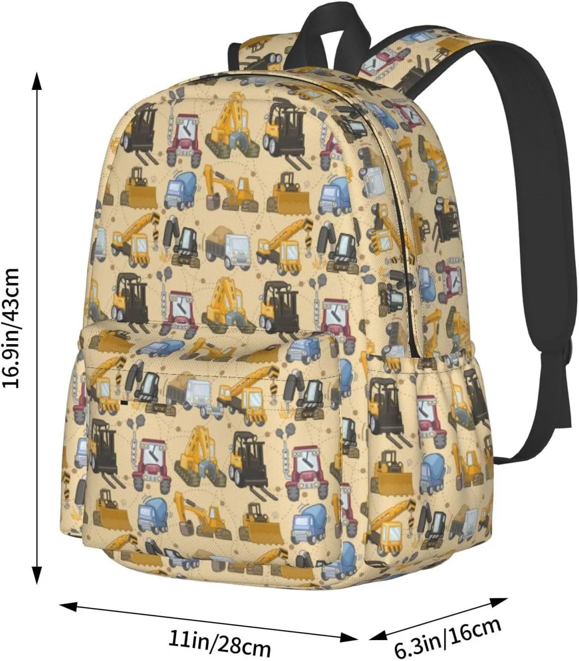 Tool truck assembly crane excavator forklift truck Backpack Double Shoulder Bag 15 Inch Laptop Bagpacks for Hiking Work Camping Travel
