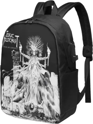 Toxic Music Holocaust Laptop Backpack, Travel Computer Bag with USB Charging Port, Work Business Backpacks