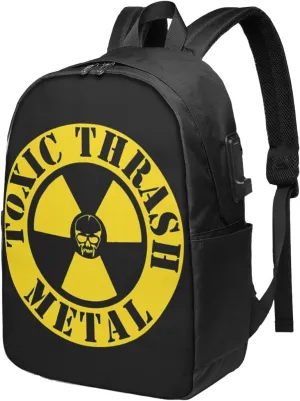 Toxic Music Holocaust Laptop Backpack, Travel Computer Bag with USB Charging Port, Work Business Backpacks