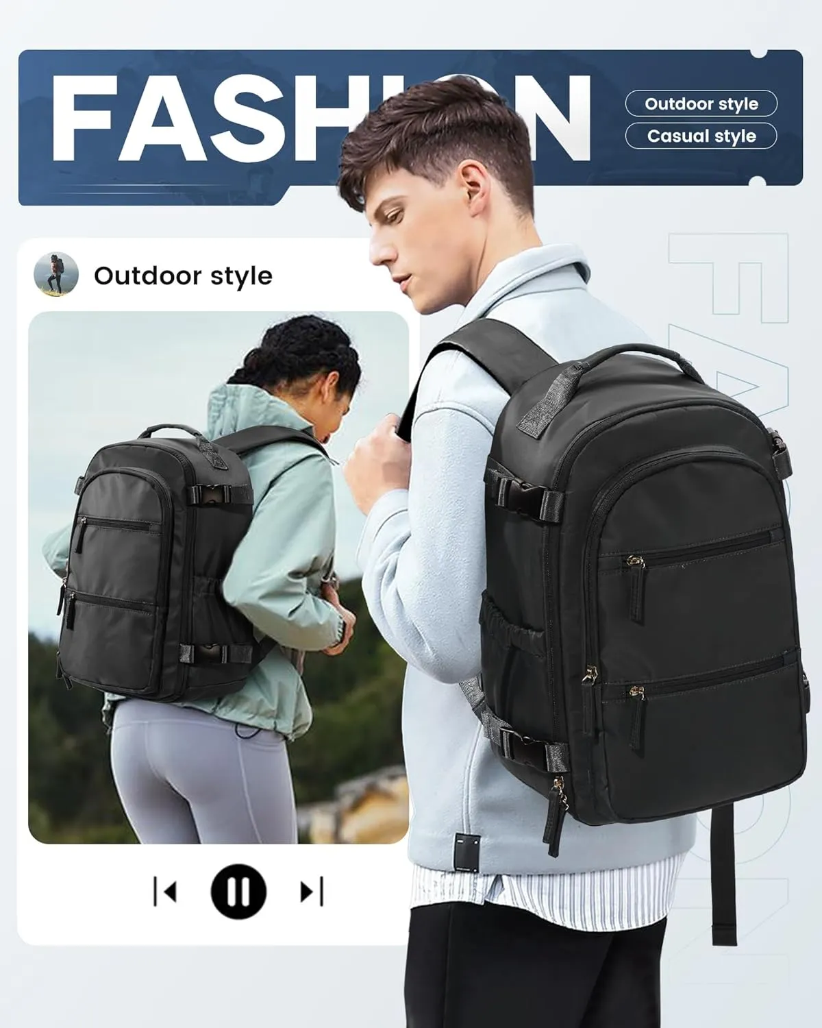 Travel Airback Backpack with Vacuum Compression, Waterproof Travel Backpack with Air Pump, Personal Item Bag United Airlines Approved, Vacuum Seal Small Carry On Luggage, Black
