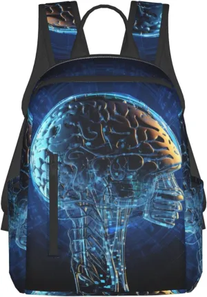 Travel Backpack Artificial Intelligence Brain Laptop Backpack Lightweight Computer Bag Gift for Women Men Hiking Daypack