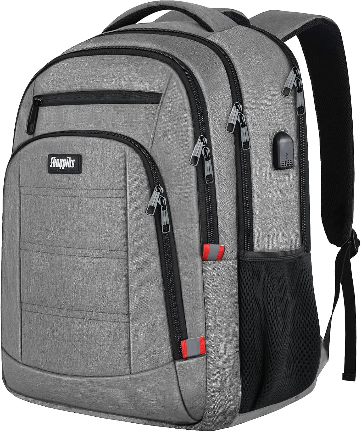 Travel Backpack for Men Women, Business Water Resistant Laptop Backpack with USB Charging Port, College School Bookbag Fits 17.3 Inch Laptop, Sturdy Laptop Bag, Gifts for boys Girls, Grey