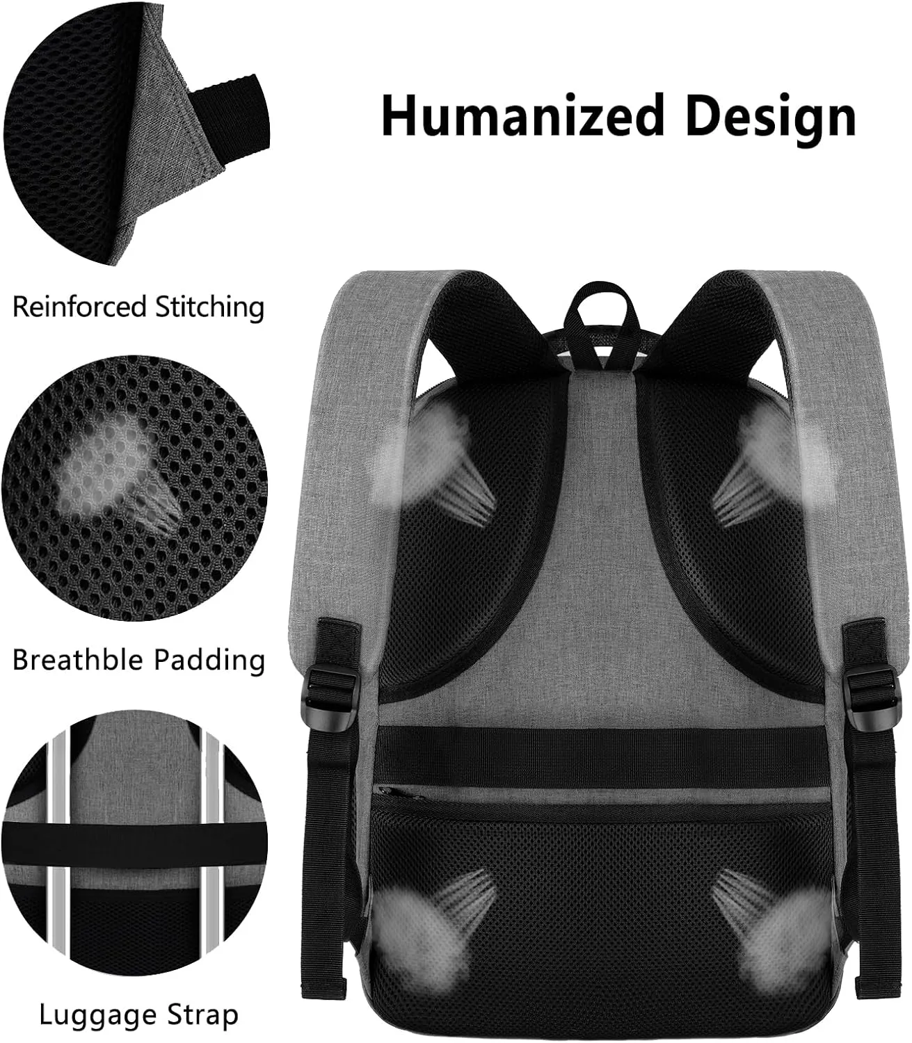 Travel Backpack for Men Women, Business Water Resistant Laptop Backpack with USB Charging Port, College School Bookbag Fits 17.3 Inch Laptop, Sturdy Laptop Bag, Gifts for boys Girls, Grey