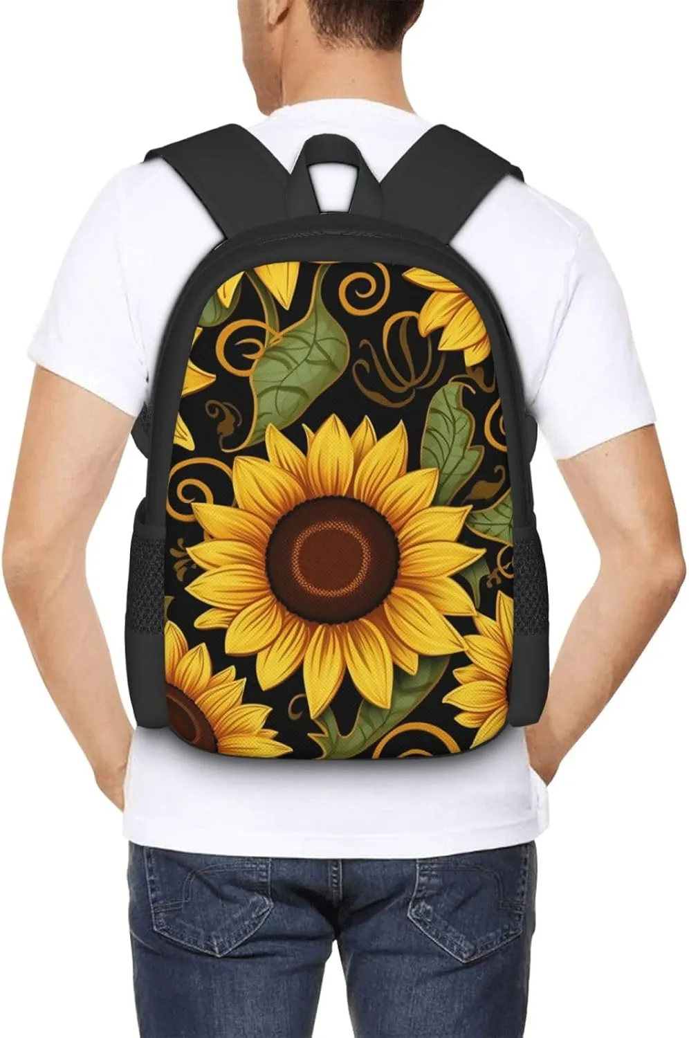 Travel Backpack for Women Men Laptop Backpack 15.6 Inch Computer Bag Beautiful sunflower Carry on Backpack