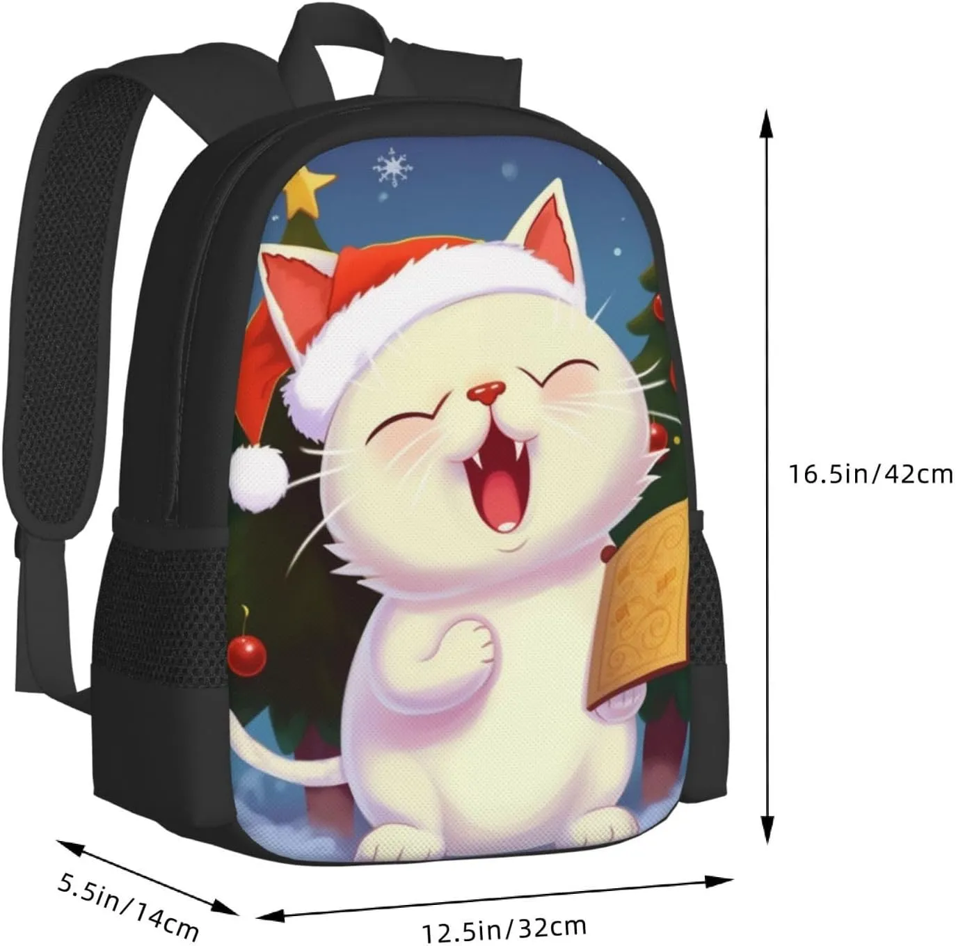 Travel Backpack for Women Men Laptop Backpack 15.6 Inch Computer Bag Cute Cat Sing Christmas Carols Carry on Backpack