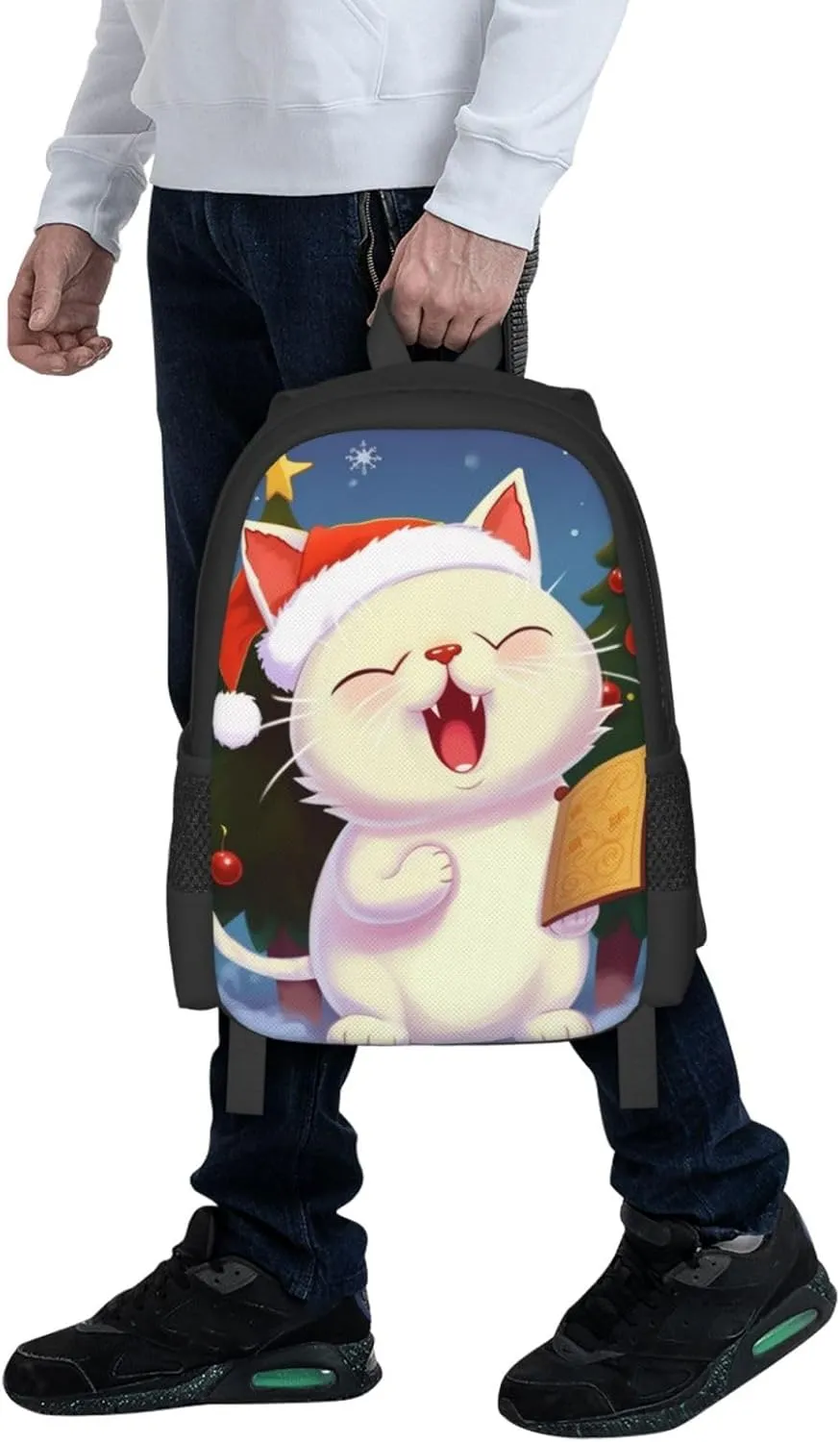 Travel Backpack for Women Men Laptop Backpack 15.6 Inch Computer Bag Cute Cat Sing Christmas Carols Carry on Backpack