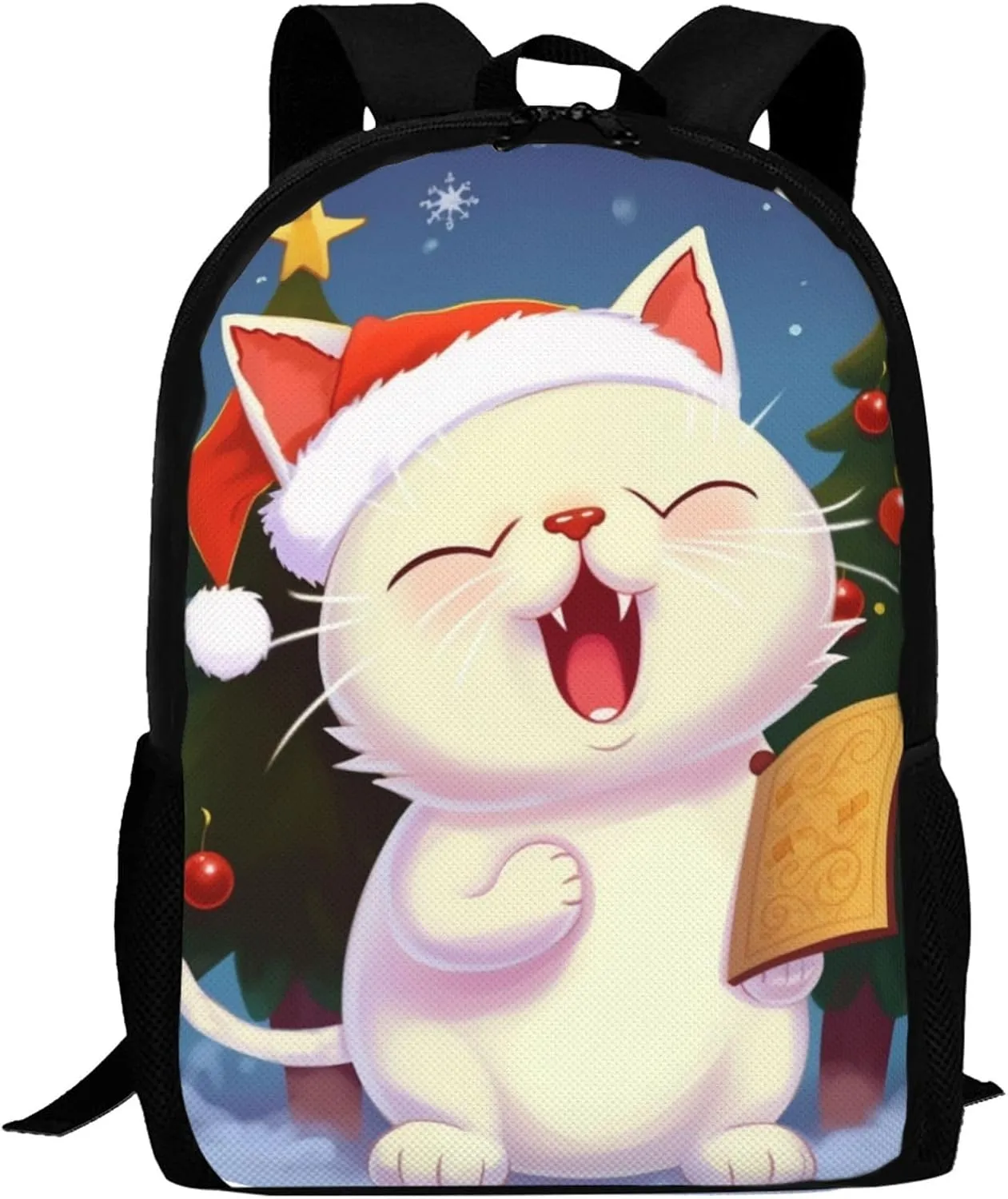 Travel Backpack for Women Men Laptop Backpack 15.6 Inch Computer Bag Cute Cat Sing Christmas Carols Carry on Backpack