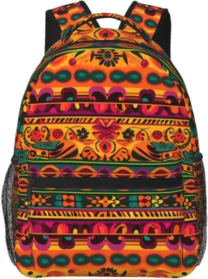 Travel Backpack for Women Men Mexican Folk Art Boho Laptop Backpack Large College Bag Waterproof Casual Daypack