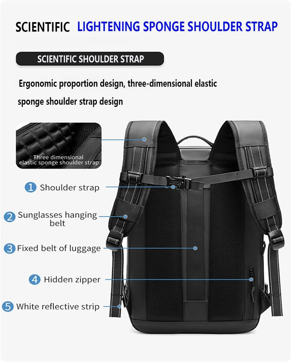 Travel Backpack, Large Carry on Backpack, 19 Inch Laptop Backpack, Big Backpack, with Folding solar panel with 20W for Him Men Women(Color:Black)