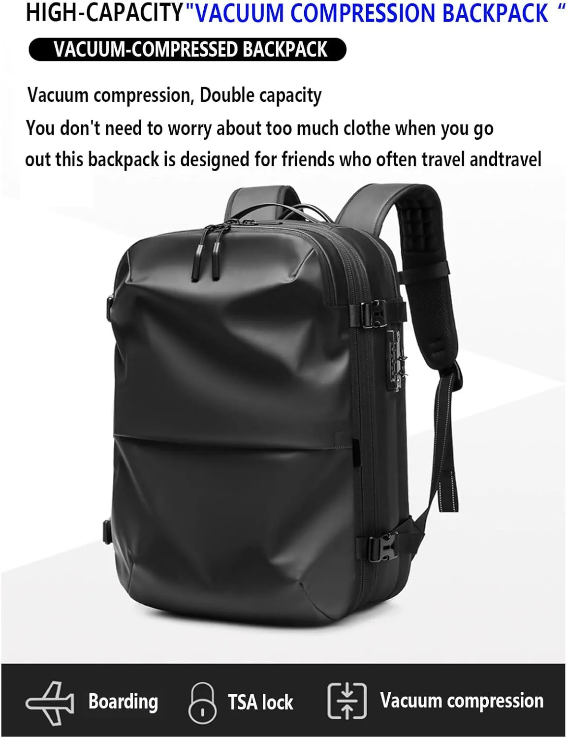 Travel Backpack, Large Carry on Backpack, 19 Inch Laptop Backpack, Big Backpack, with Folding solar panel with 20W for Him Men Women(Color:Black)