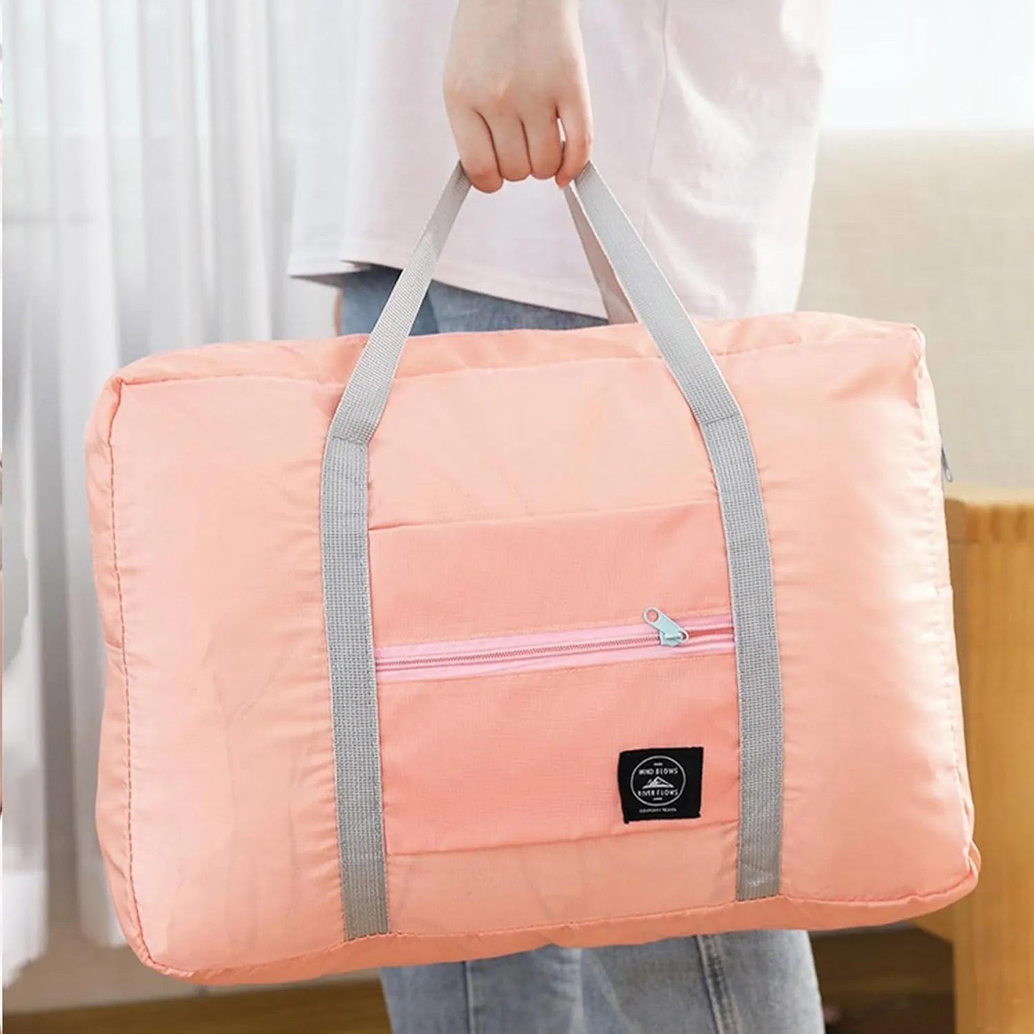 Travel Bag 12 Packes Carry on Luggage Foldable Duffel Bag Sports Gym Bag Weekender Overnight Bag Water Resistant Nylon Travel Duffel for Men Women (Pink 12PCS)