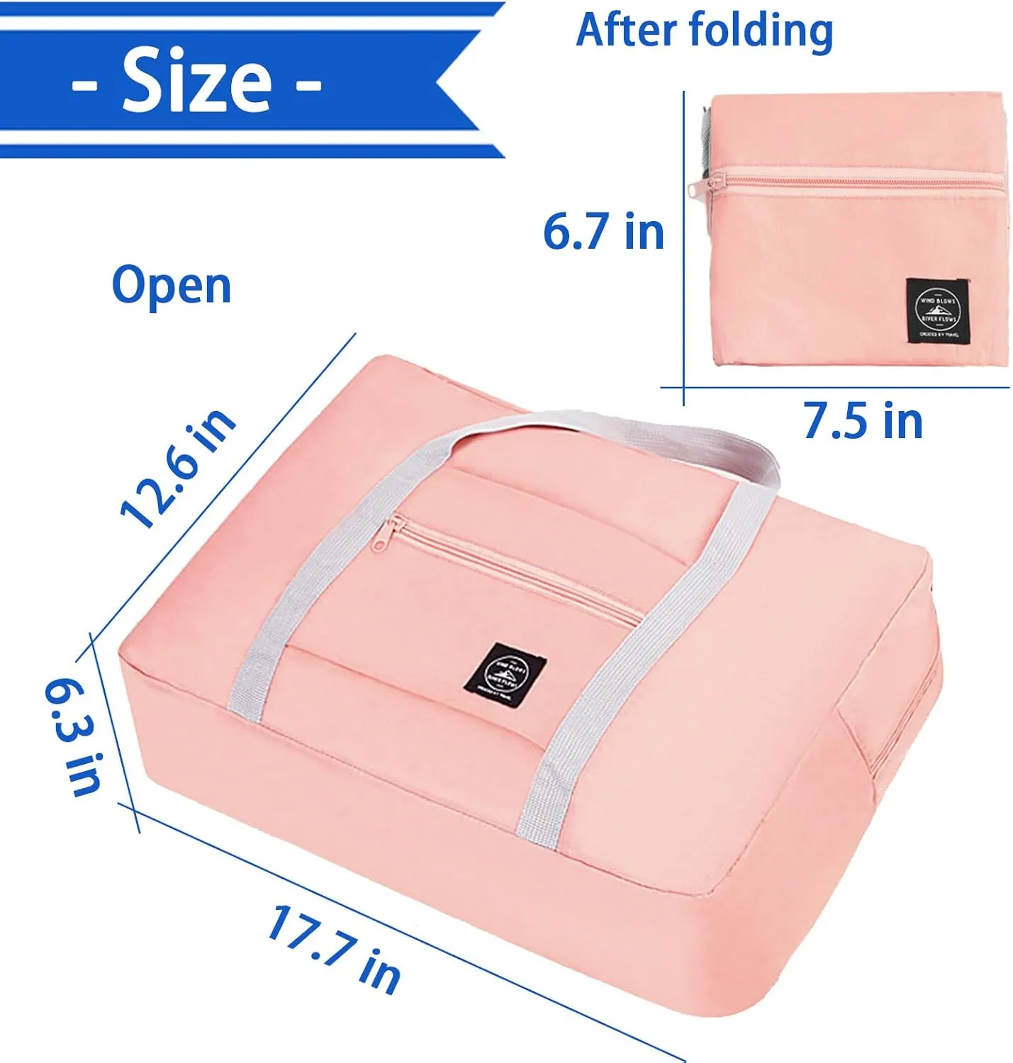 Travel Bag 12 Packes Carry on Luggage Foldable Duffel Bag Sports Gym Bag Weekender Overnight Bag Water Resistant Nylon Travel Duffel for Men Women (Pink 12PCS)