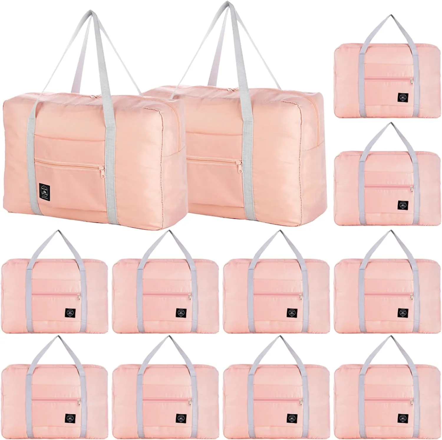 Travel Bag 12 Packes Carry on Luggage Foldable Duffel Bag Sports Gym Bag Weekender Overnight Bag Water Resistant Nylon Travel Duffel for Men Women (Pink 12PCS)