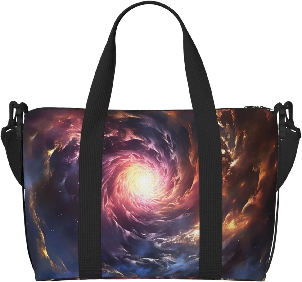 Travel Duffel Bags Personal Item Bag Carry On Luggage Bag Training Handbag Lightweight Waterproof Sports Gym Bag Cosmic Storm Weekender Bag for Women Men, Black, One Size, Travel Duffle