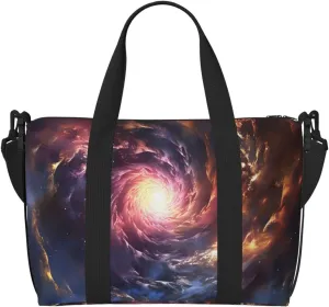 Travel Duffel Bags Personal Item Bag Carry On Luggage Bag Training Handbag Lightweight Waterproof Sports Gym Bag Cosmic Storm Weekender Bag for Women Men, Black, One Size, Travel Duffle