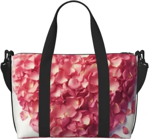Travel Duffel Bags Personal Item Bag Carry on Luggage Bag Training Handbag Lightweight Waterproof Sports Gym Bag Heart Shaped Floral Petals Weekender Bag for Women Men