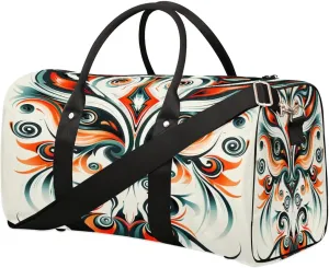 Travel Duffle Bag Ethnic Mystical Floral Pattern Foldable Travel Bags for Men Women, 17 Inch Gym Bag Workout Bag Carry on Weekender Overnight Bag for Gym Travel