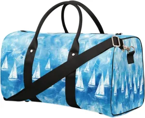 Travel Duffle Bag Sailing Boats Clouds Foldable Travel Bags for Men Women, 17 Inch Gym Bag Workout Bag Carry on Weekender Overnight Bag for Gym Travel