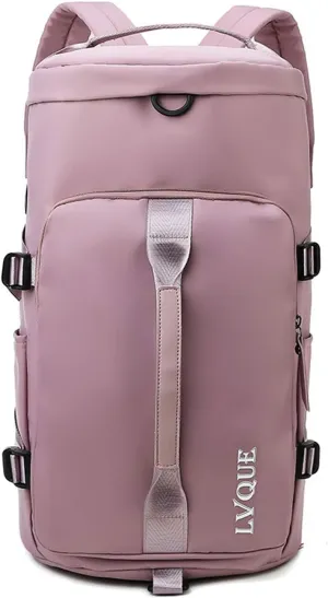 Travel Handbag Sports Gym Backpack Weekender Carry On Overnight Bags for Women Men Duffle Bag Sport Totes Handbags Workout Gym Swim Hospital Shoulder Bag with Shoe Compartment Pink