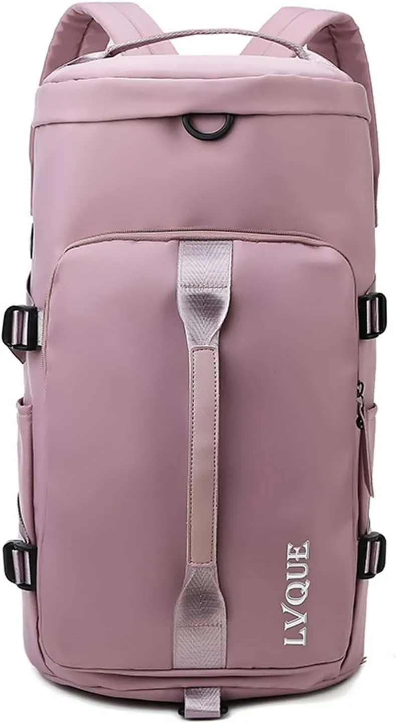 Travel Handbag Sports Gym Backpack Weekender Carry On Overnight Bags for Women Men Duffle Bag Sport Totes Handbags Workout Gym Swim Hospital Shoulder Bag with Shoe Compartment Pink
