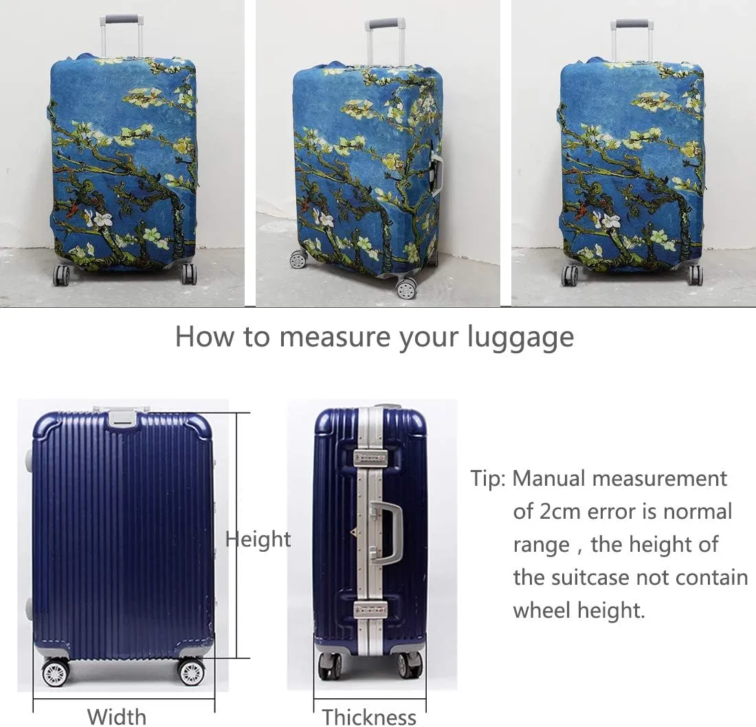 TRAVEL KIN Luggage Cover, Washable Travel Gear, 18/24/28/32 Inch Spandex Protective Cover (XL-29'-32' Luggage), Almond Blossom