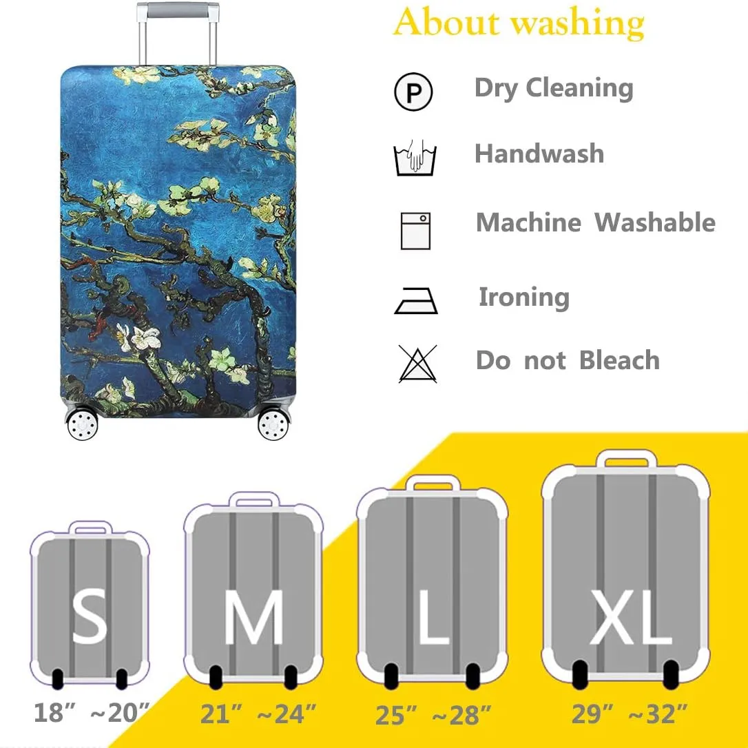 TRAVEL KIN Luggage Cover, Washable Travel Gear, 18/24/28/32 Inch Spandex Protective Cover (XL-29'-32' Luggage), Almond Blossom