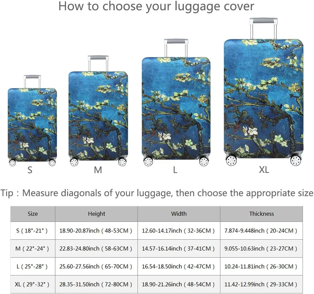 TRAVEL KIN Luggage Cover, Washable Travel Gear, 18/24/28/32 Inch Spandex Protective Cover (XL-29'-32' Luggage), Almond Blossom