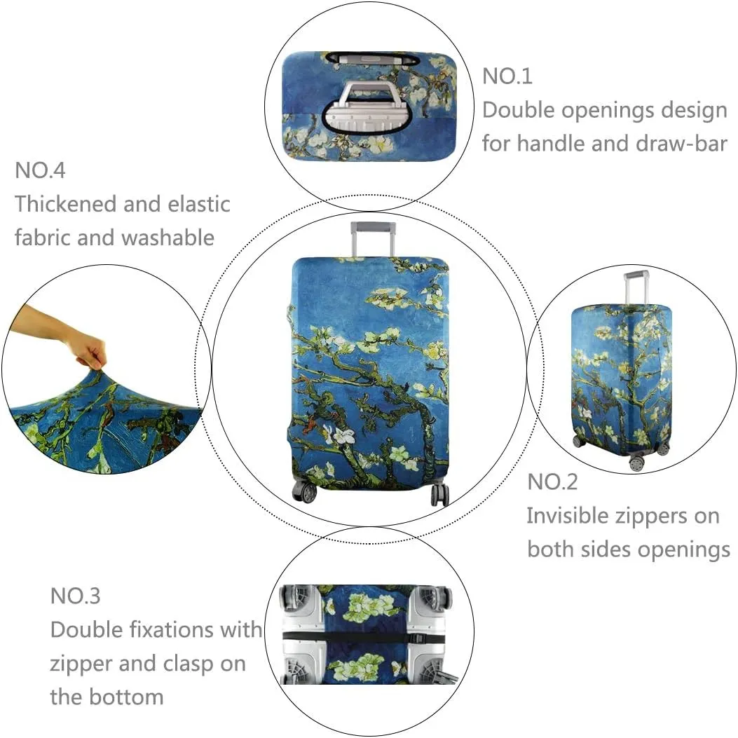 TRAVEL KIN Luggage Cover, Washable Travel Gear, 18/24/28/32 Inch Spandex Protective Cover (XL-29'-32' Luggage), Almond Blossom