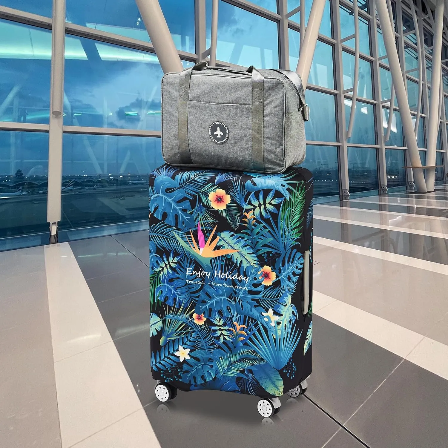 TRAVEL KIN Luggage Covers For Suitcase Tsa Approved,Suitcase Cover Protector Fit 18-32 Inch Luggage