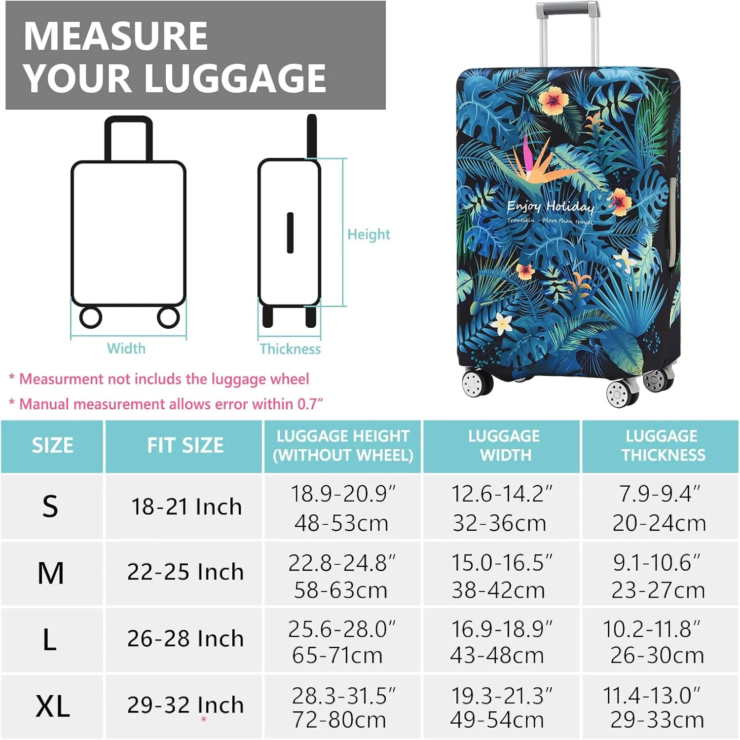 TRAVEL KIN Luggage Covers For Suitcase Tsa Approved,Suitcase Cover Protector Fit 18-32 Inch Luggage