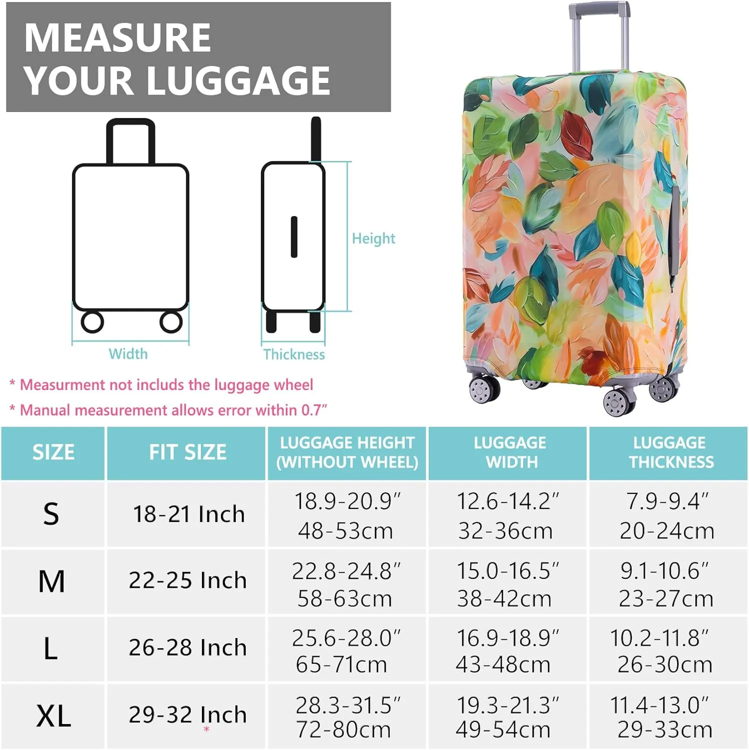 TRAVEL KIN Luggage Covers For Suitcase Tsa Approved,Suitcase Cover Protector Fit 26-28 Inch Luggage