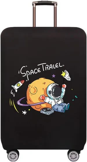 TRAVEL KIN Thickened Luggage Cover 18/24/28/32 Inch Suitcase Spandex Protective Cover (L(25inches-28inchesluggage), Astronaut)