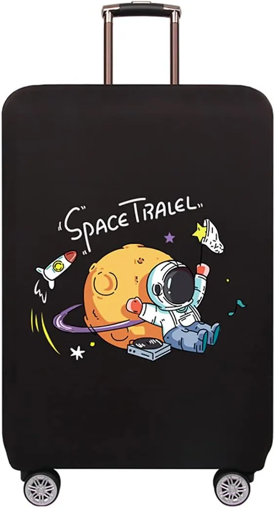 TRAVEL KIN Thickened Luggage Cover 18/24/28/32 Inch Suitcase Spandex Protective Cover (L(25inches-28inchesluggage), Astronaut)