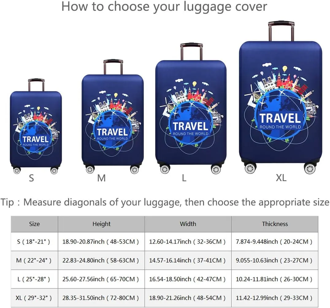 TRAVEL KIN Thickened Luggage Cover, 18/24/28/32 Inch Suitcase Spandex Protective Cover (XL-29-32 inch)