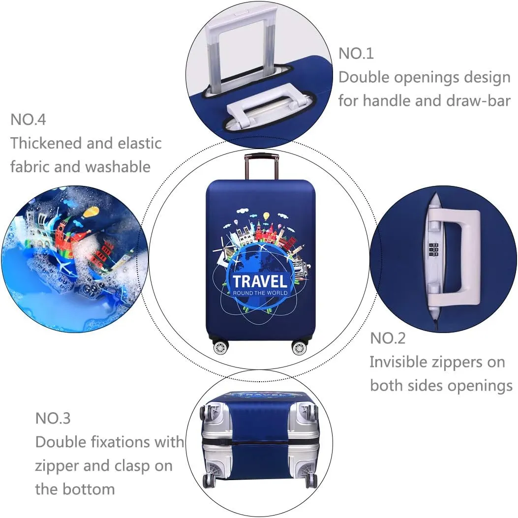 TRAVEL KIN Thickened Luggage Cover, 18/24/28/32 Inch Suitcase Spandex Protective Cover (XL-29-32 inch)
