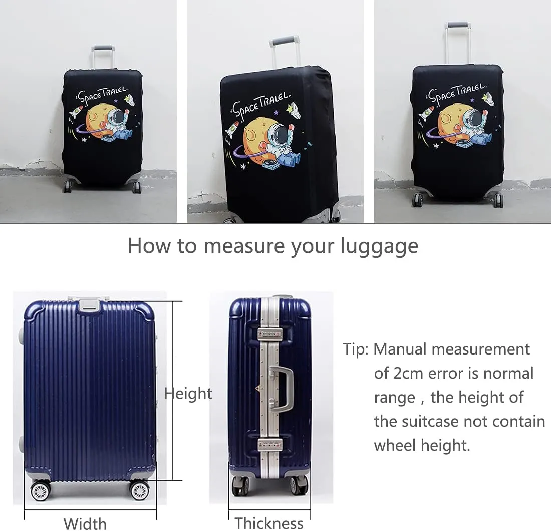 TRAVEL KIN Thickened Luggage Cover - Washable Travel Gear, 18/24/28/32 Inch Suitcase Spandex Protective Cover (XL 29"-32" Luggage, Astronaut)